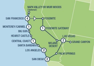 Map showing the Tour regions
